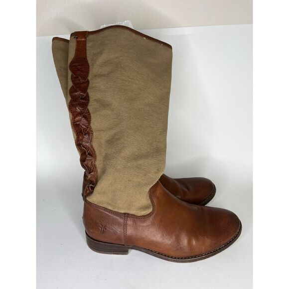 frye riding boots Women Size 6.5B Brown Leather Zipper - Picture 7 of 13